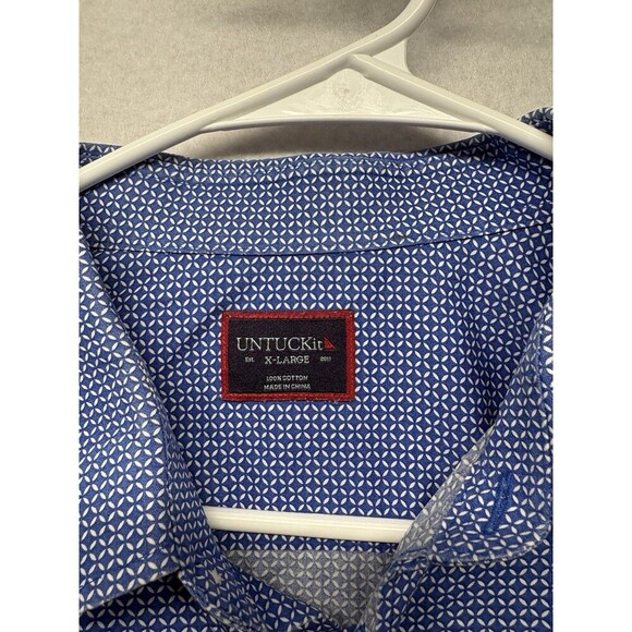 Untuckit Shirt Mens XL Blue Vitanza Pattern Button Up Long Sleeve Cotton Casual - Picture 2 of 5